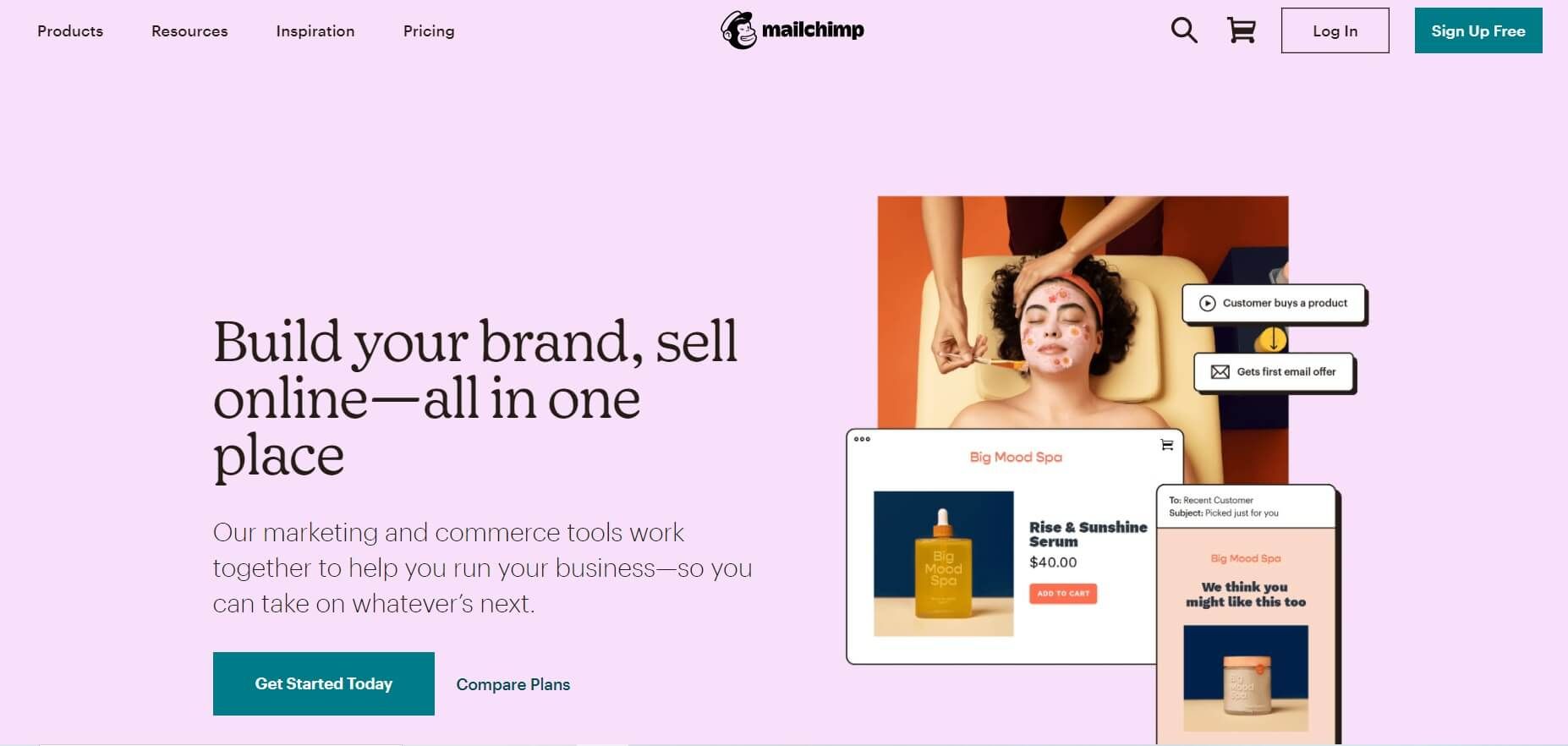 A screenshot of the MailChimp homepage.