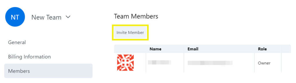 Inviting members to a team on Assistant Pro
