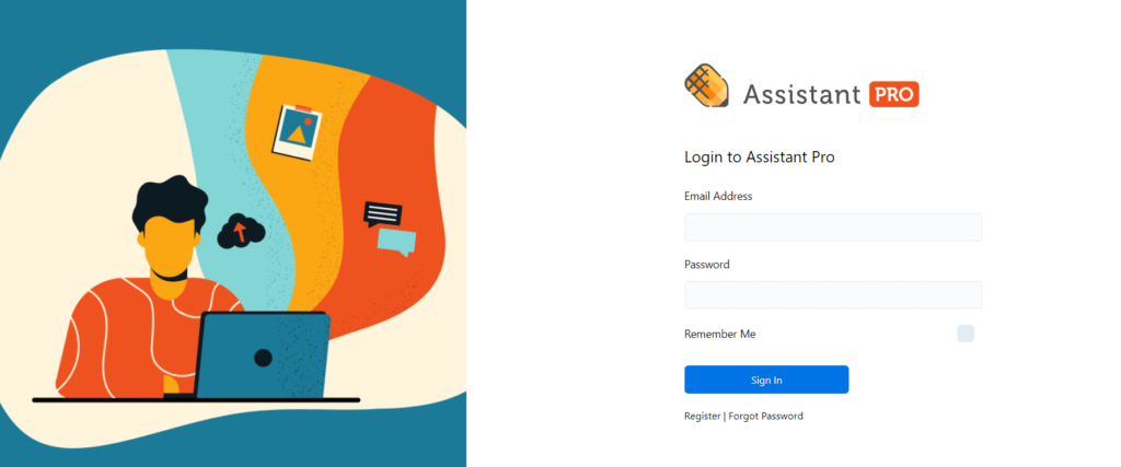 The Assistant Pro login page