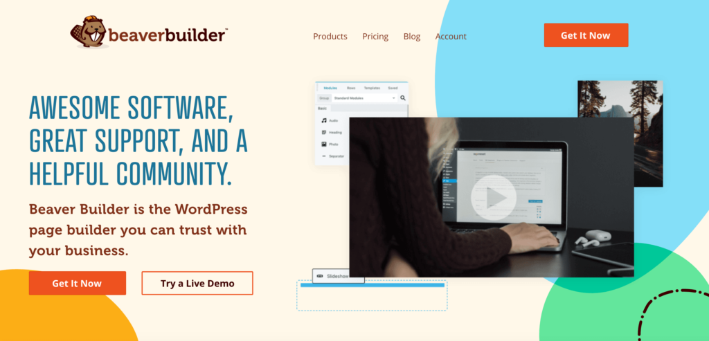 The Beaver Builder page builder.