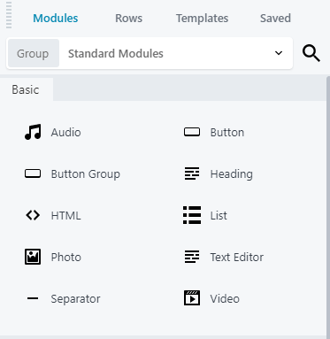 Some of the multimedia modules in Beaver Builder.