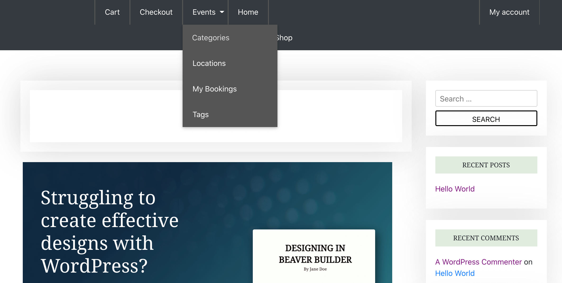 An example of a Beaver Builder mega menu.