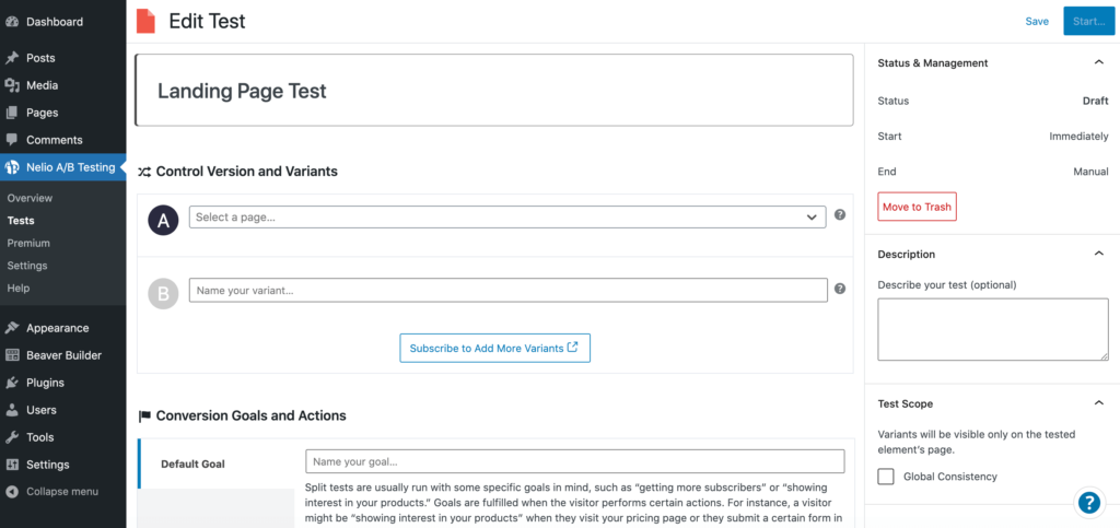 An example of an A/B test.