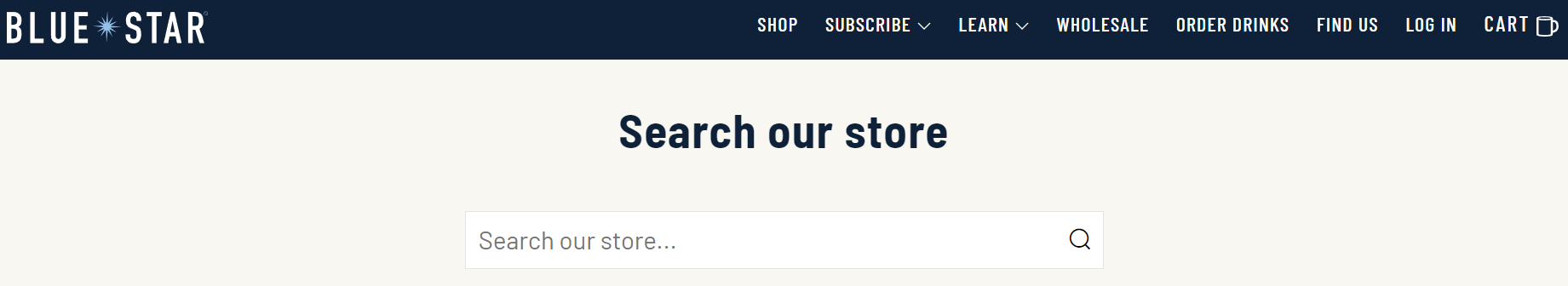 Blue Star uses a search bar on its WooCommerce shop page. 