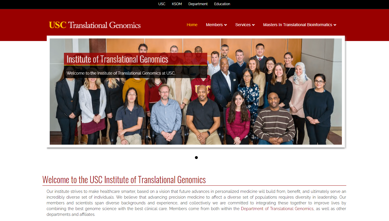 The USC Translation Genomics website.