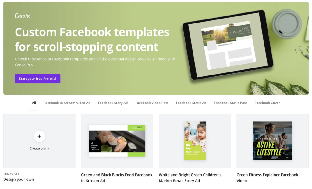 Custom templates in Canva.