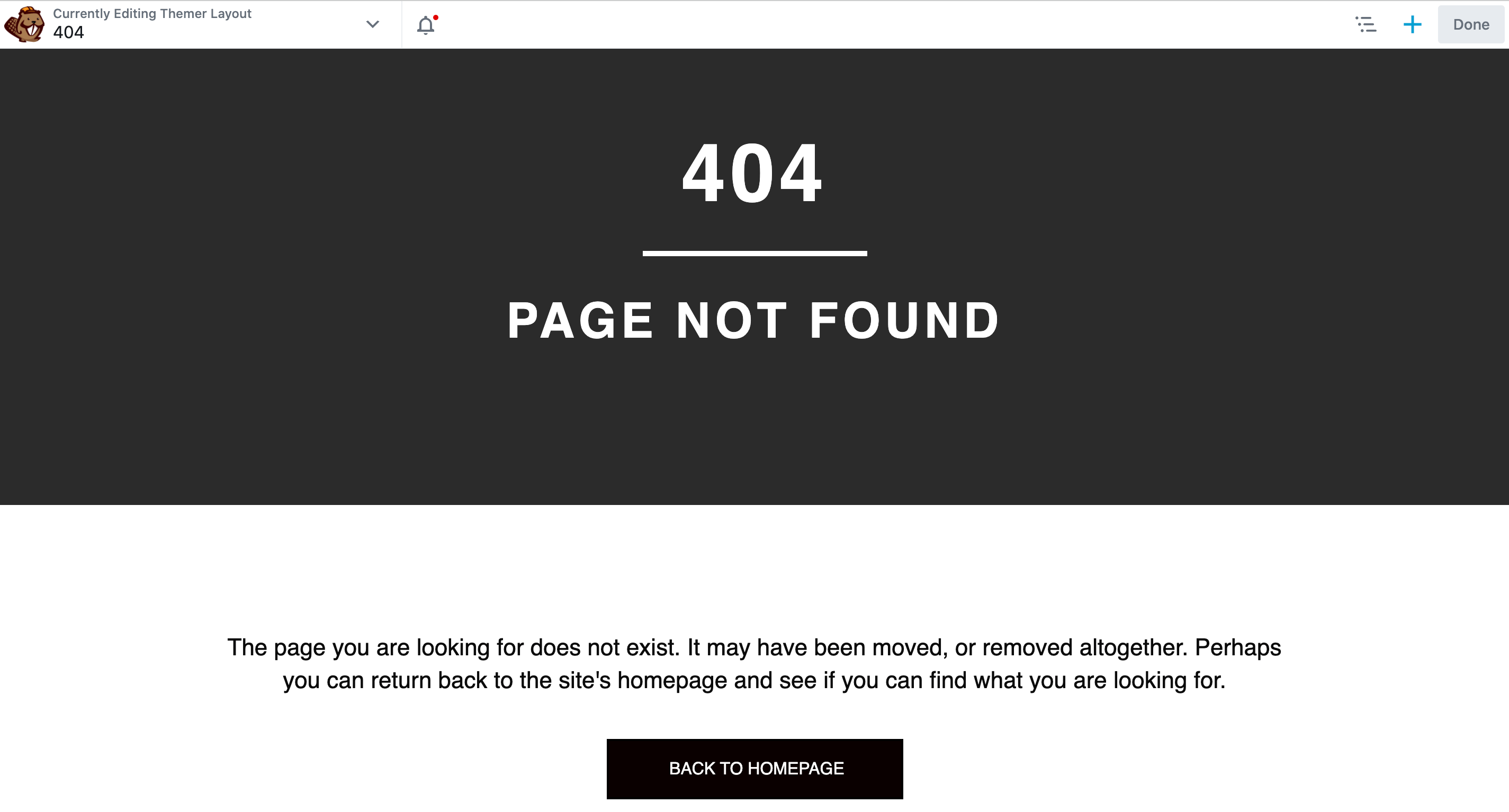 Beaver Builder's 404 template.