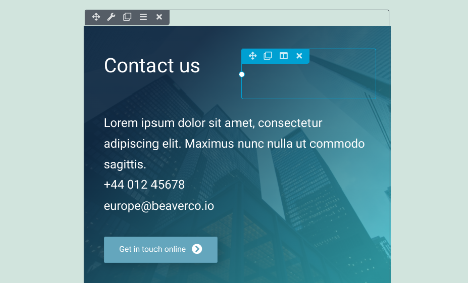 A Contact us page in Beaver Builder.