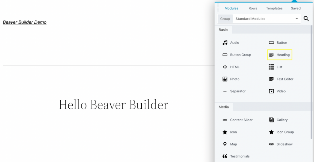 Beaver Builder page builder's heading module
