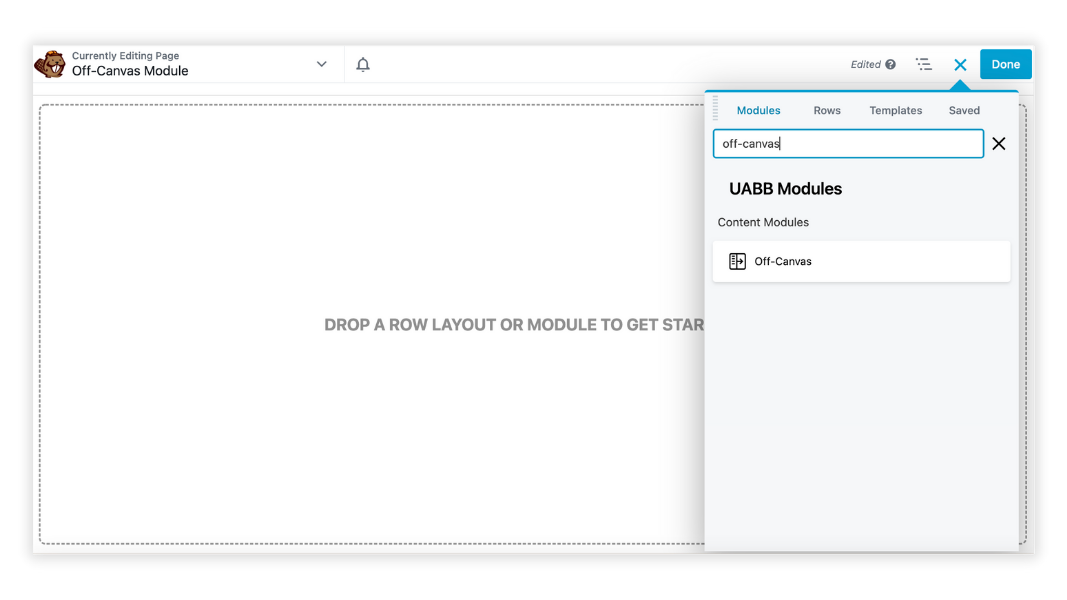 How to add uabb off-canvas module to Beaver Builder layout.