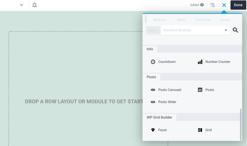 The WP Grid Builder modules in Beaver Builder.