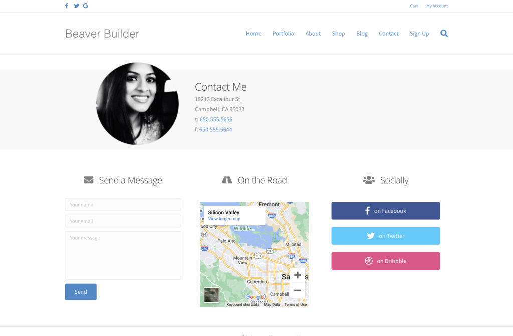 Beaver Builder offers contact templates