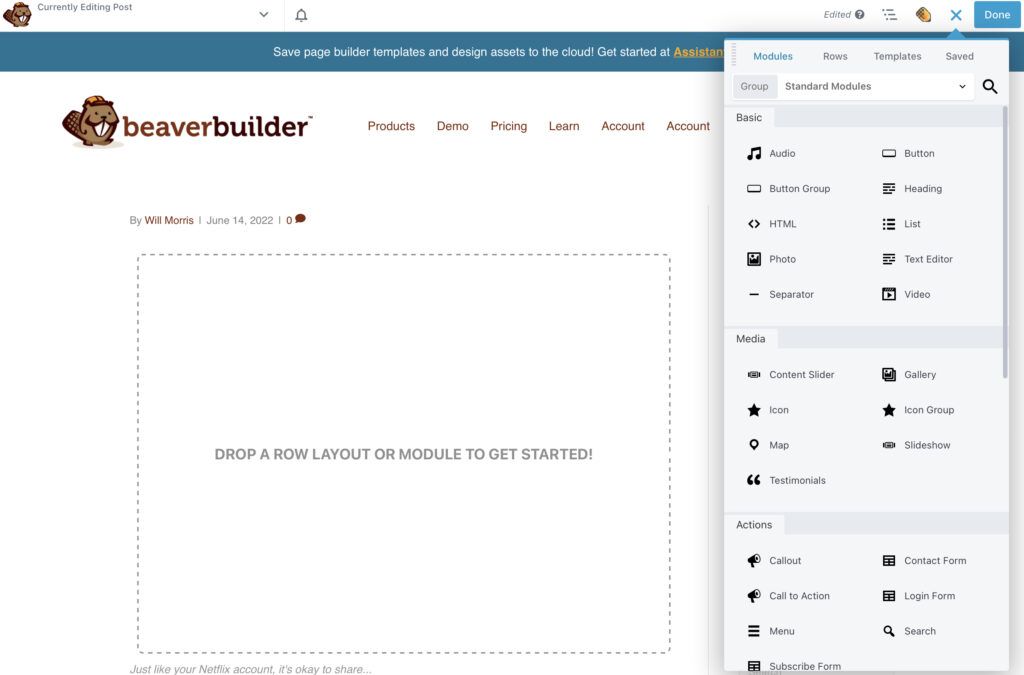 Beaver Builder’s drag-and-drop interface is one of the reason’s it’s the best website builder for authors