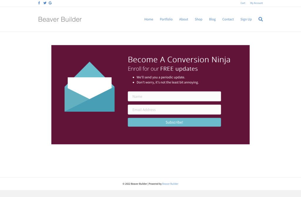 Beaver Builder offers newsletter templates