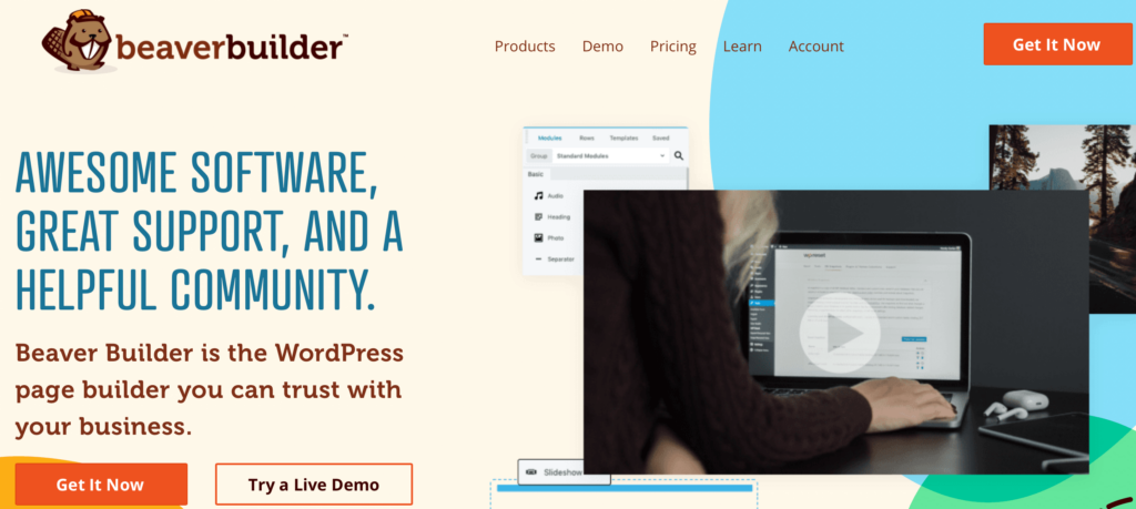 The Beaver Builder homepage