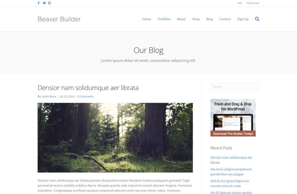 Beaver Builder offers blog templates