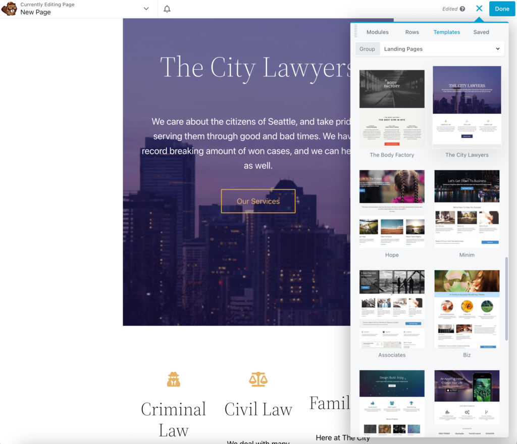 City Lawyers page template