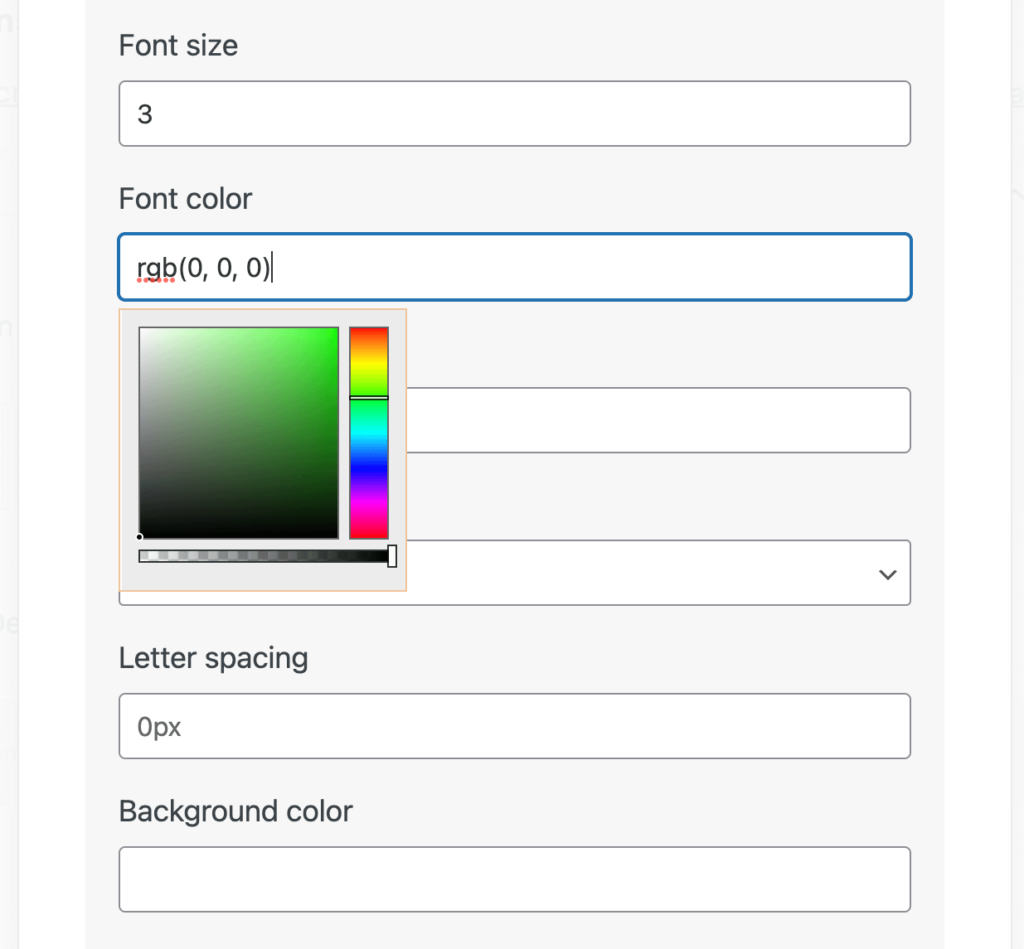 Customizing fonts in a WooCommerce order form.