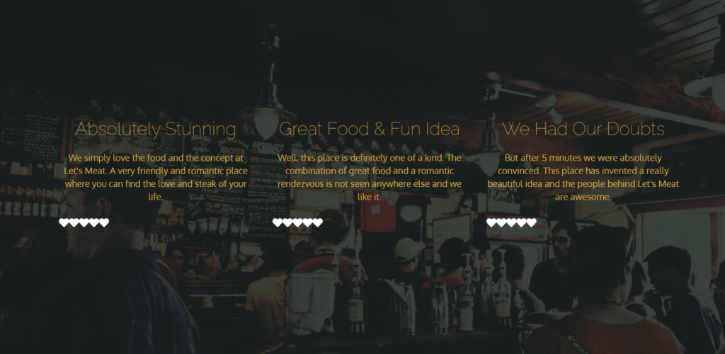 Restaurant reviews page example