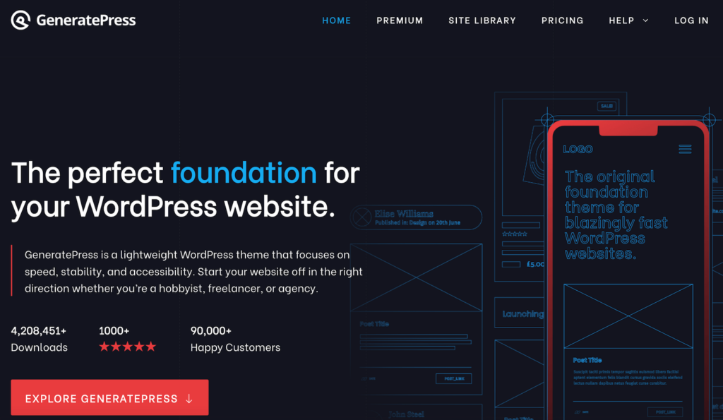 GeneratePress theme. 