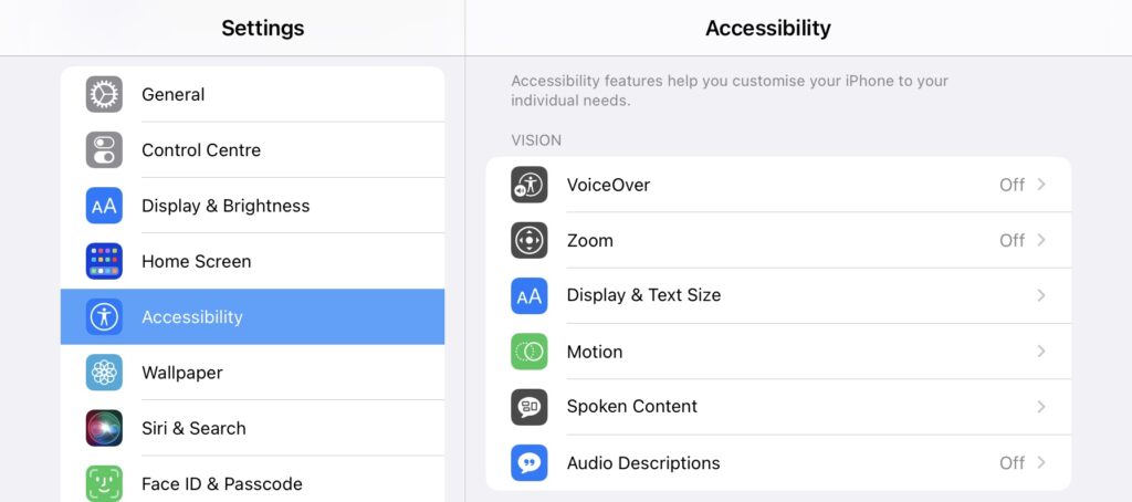 The iPhone has a range of accessibility options