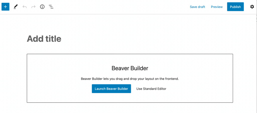 The Beaver Builder launch page. 