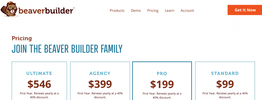 Beaver Builder pricing. 