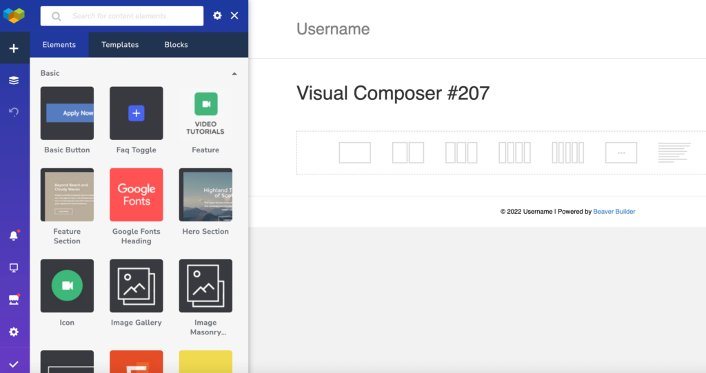 The Visual Composer page builder. 