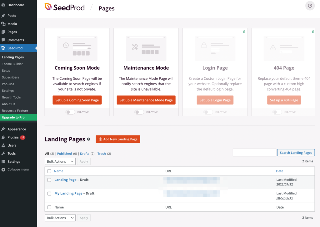 Add SeedProd page