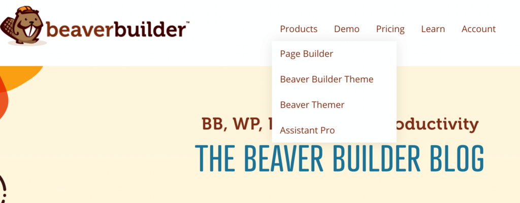 Beaver Builder's navigation menu