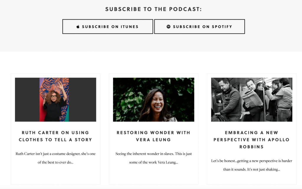 The Stories podcast page. 