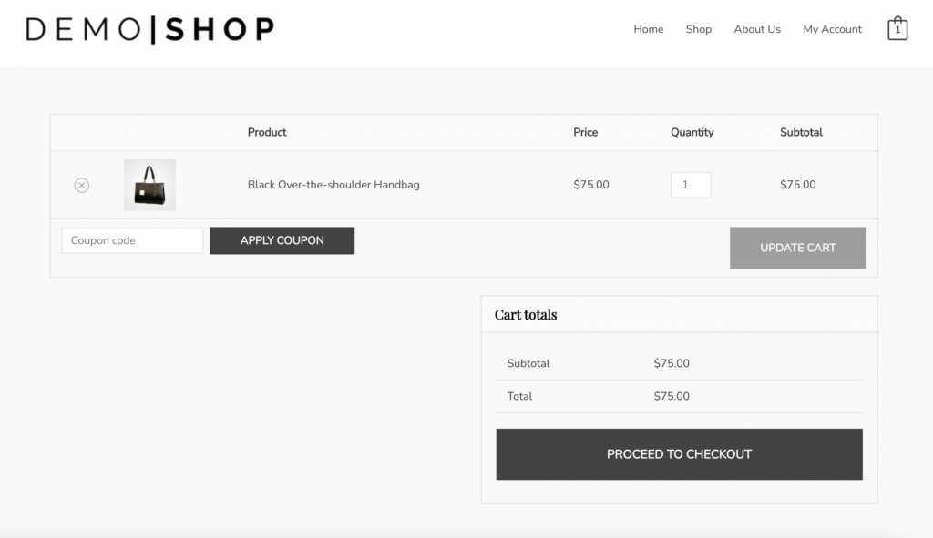 woocommerce cart page example