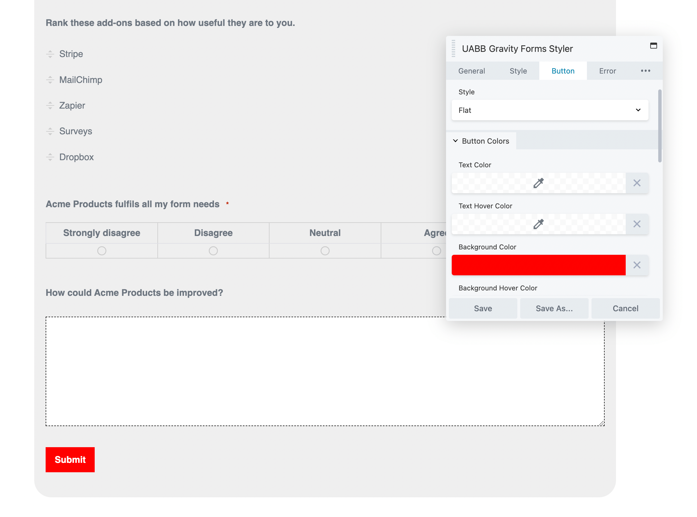 Form submit button