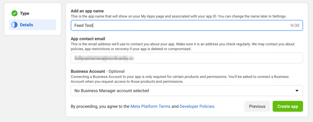 Create your app with Meta for Developers