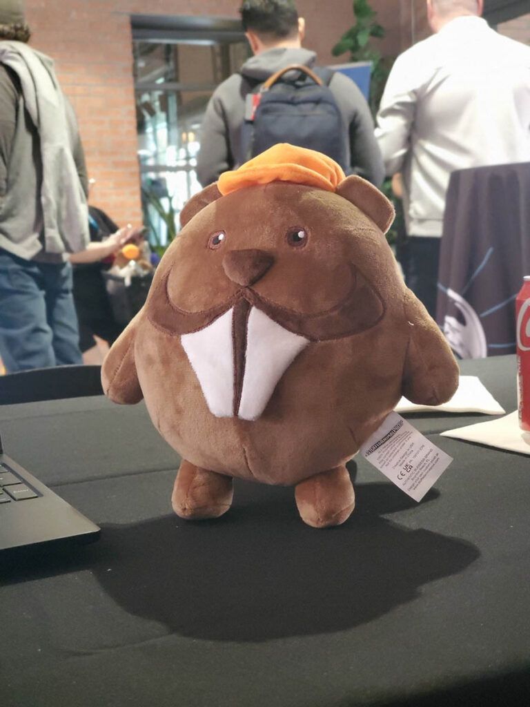 Stuffed beaver on table