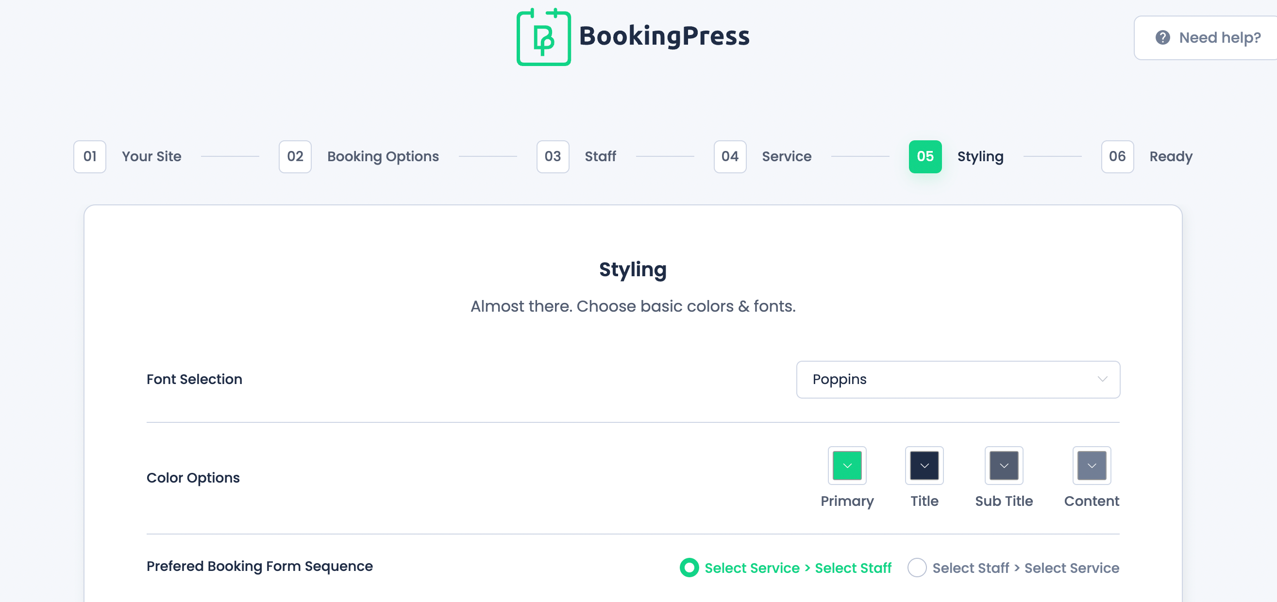 BookingPress booking plugin Styling page