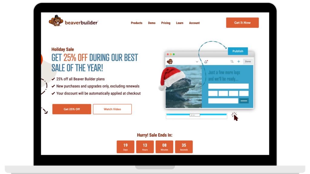 beaver builder holiday sales page example