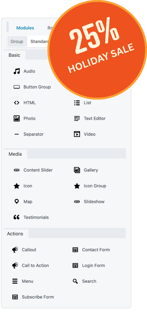 beaver builder 25% holiday sale banner