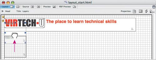 Adobe GoLive's drag'n'drop layout grid